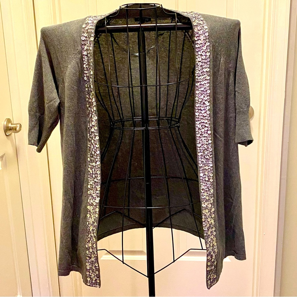 Apt 9 Gray Sweater with Sequin Edging size M
